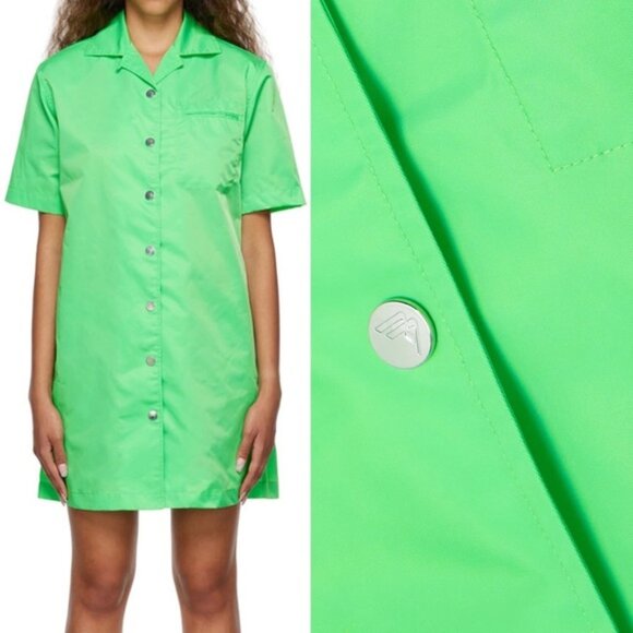 NEW Remain Birger Christensen Green Storm Mini Dress Size 4 Collared Bright NWOT - Picture 2 of 13